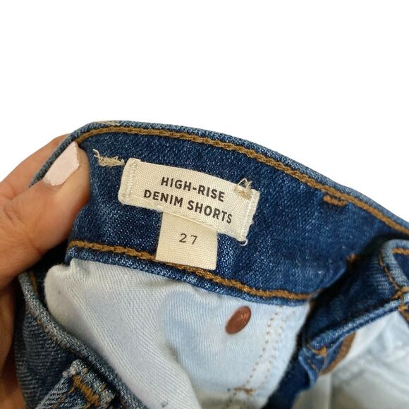 Madewell High Rise Denim Mid Length Jean Shorts Size 27 Raw Hem - Picture 8 of 11
